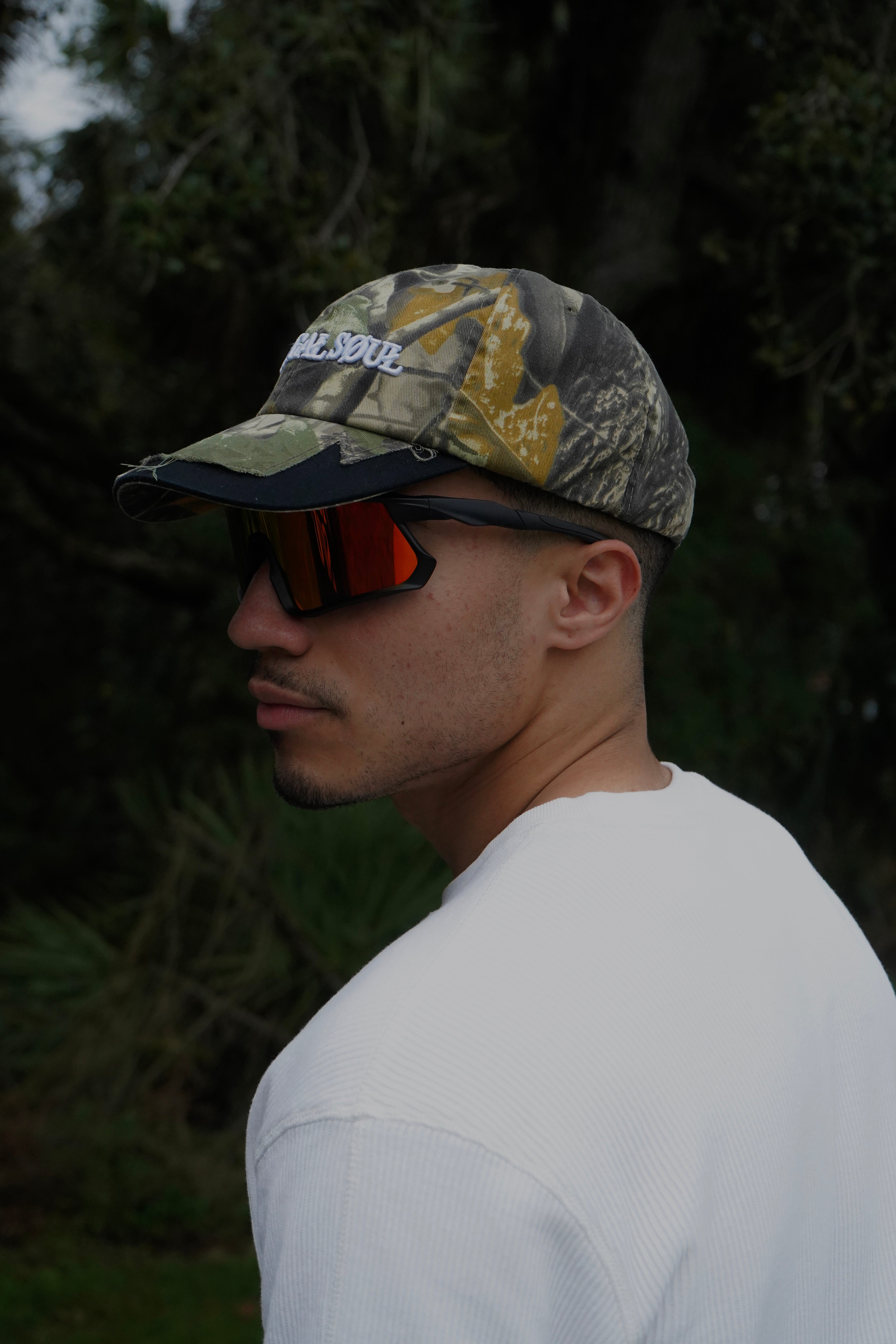 "Logo" Distressed Camo Hat