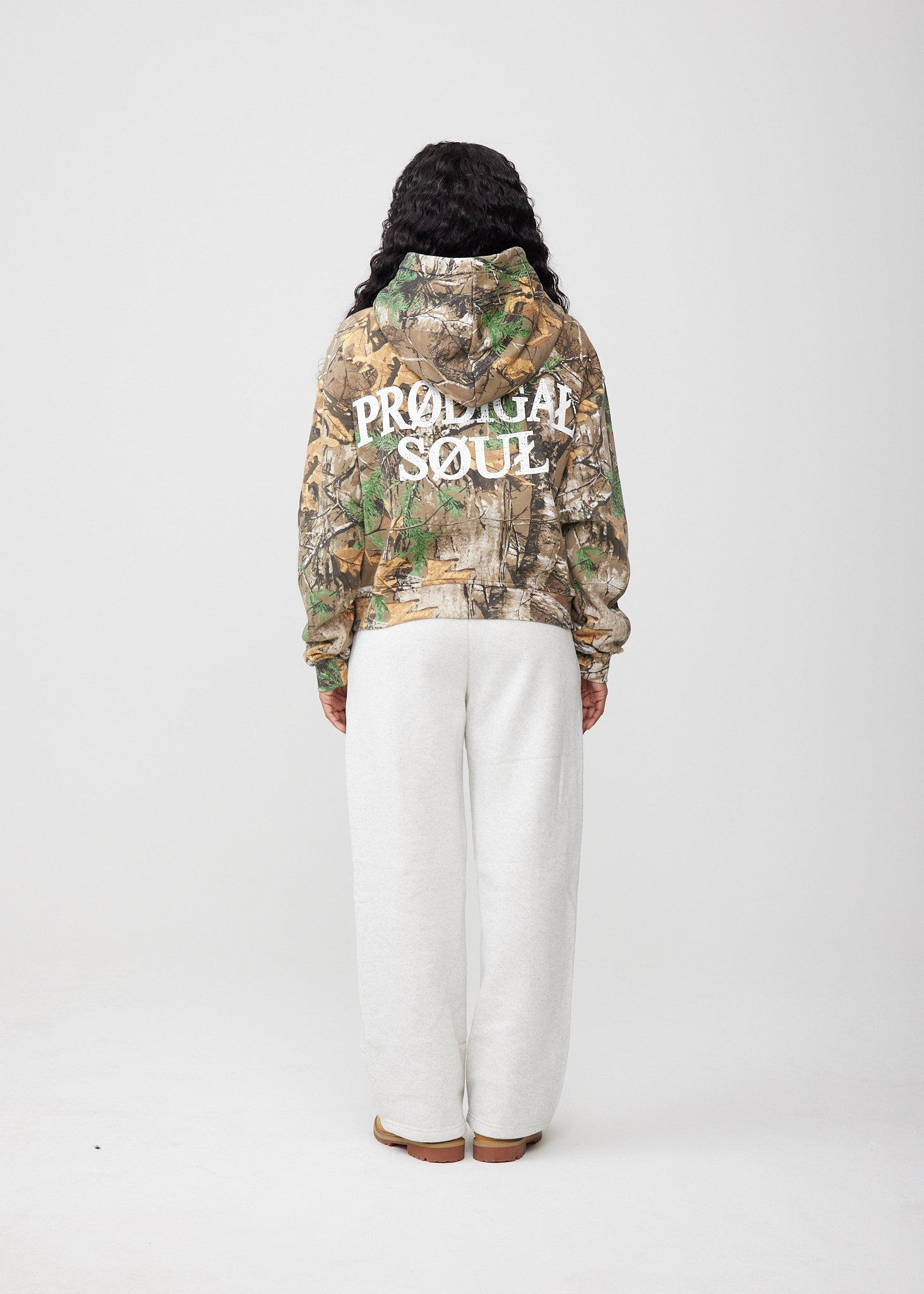 "University Logo" Camo Cropped Zip-up Sweatshirt