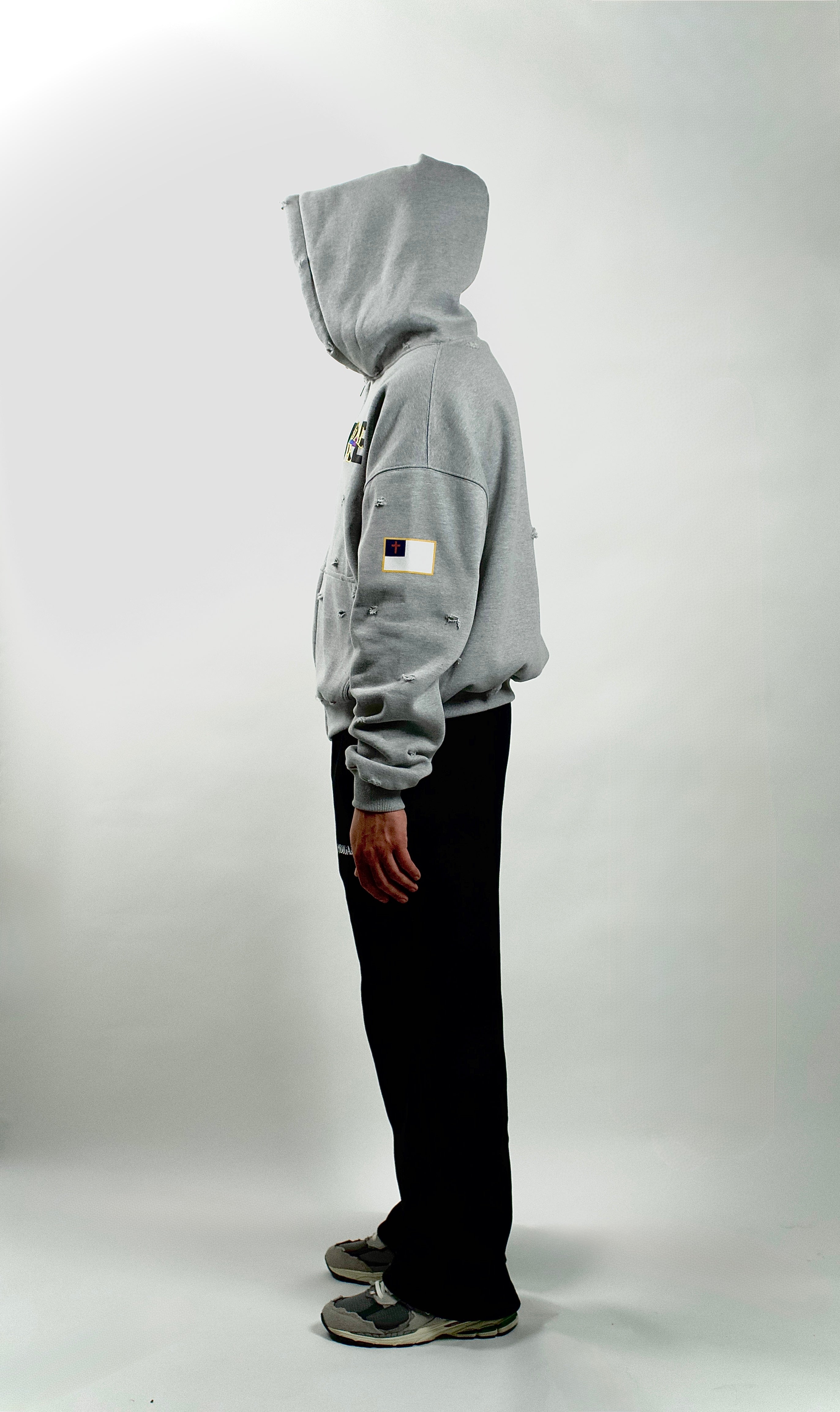 “Warfare” Heavy Distressed Zip-Up Sweatshirt