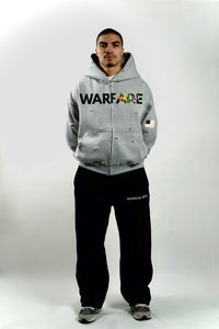 “Warfare” Heavy Distressed Zip-Up Sweatshirt