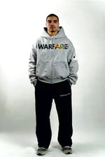 “Warfare” Heavy Distressed Zip-Up Sweatshirt