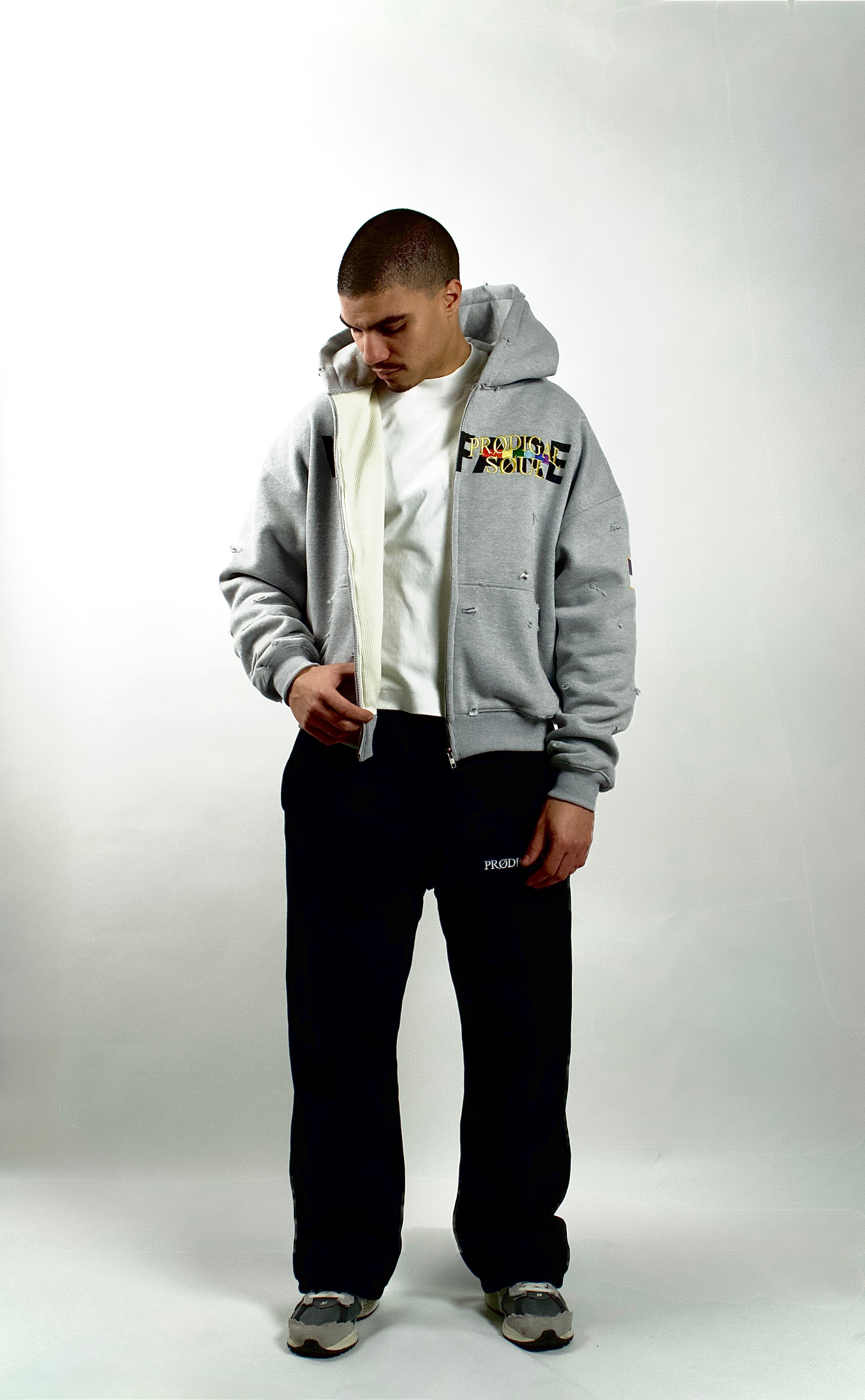 “Warfare” Heavy Distressed Zip-Up Sweatshirt