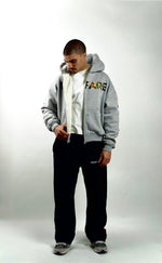 “Warfare” Heavy Distressed Zip-Up Sweatshirt