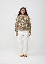 "University Logo" Camo Cropped Zip-up Sweatshirt