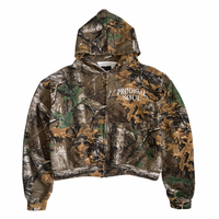 "University Logo" Camo Cropped Zip-up Sweatshirt